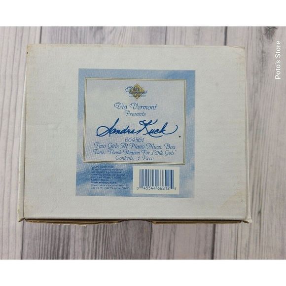 00's Via Vermont By Sandra Kuck #664561 "Two Girls At Piano" Music Trinket Box - Picture 10 of 12